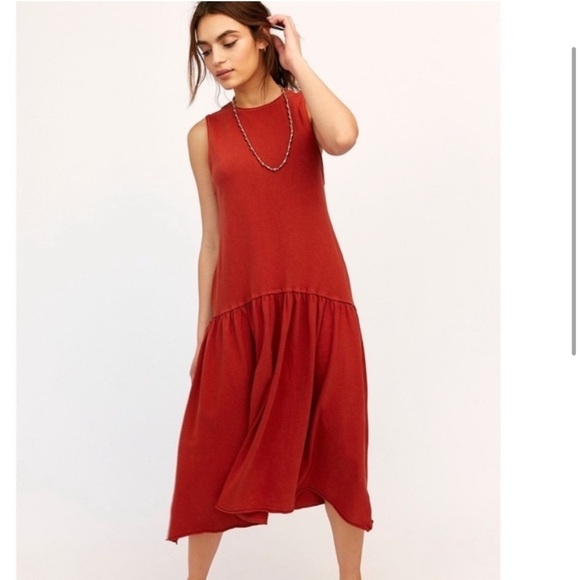 Free People beach midi dress rust orange sleeveless - Picture 1 of 11